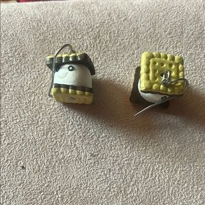 Yellow and Black Textured Earrings